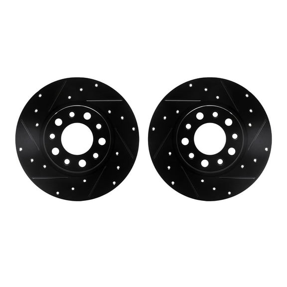Dynamic Friction Company Rear Brake Rotors-Drilled and Slotted-Black 8002-42024