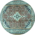 thumbnail image 1 of Ahgly Company Indoor Round Persian Light Blue Traditional Area Rugs, 5' Round, 1 of 4
