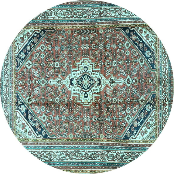 Ahgly Company Indoor Round Persian Light Blue Traditional Area Rugs, 5' Round
