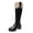 Black, variant on Lovskoo 2024 Women's Knee High Boots Leather Round Toe Platform Boots Fall and Winter Velvet Comfortable High Heel Boots Brown