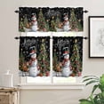 thumbnail image 2 of Black Christmas Kitchen Curtains and Valances Set, Snowman Xmas Tree Elk Snowflake Rod Pocket Window Valance 18 Inch Window Curtain Panels for Living Room Bedroom Laundry, 27.5x24in, 3 Pieces, 2 of 7