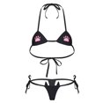 thumbnail image 2 of Womens Lingerie Set Sexy Erotic Costume Halter Neck Lace-up Bra with G-string Briefs Underwear Ladies Two-Pieces SwimsuitOneSize Gong Bohan LED, 2 of 2