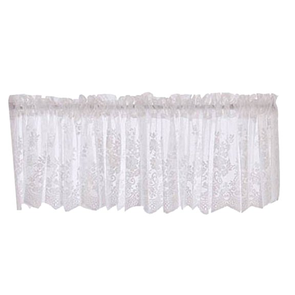 Semi-See Through Lace Curtains, Christmas Floral Design, for Kitchen Bedroom Window Decor