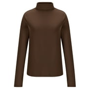 Yteetum Women's Mock Neck Long Sleeve Tops Oversized Turtleneck Slim Thermal Tight Underwear Long Sleeve T Shirts Womens Casusal Solid Plus Size Base Layer Loose Comfy Tees Shirt Fall Spring Clothes