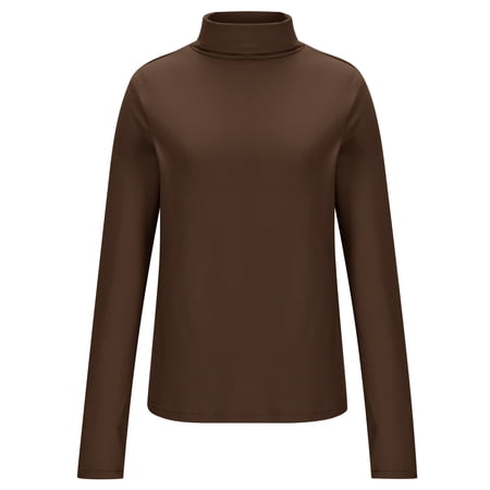 Yteetum Women's Mock Neck Long Sleeve Tops Oversized Turtleneck Slim Thermal Tight Underwear Long Sleeve T Shirts Womens Casusal Solid Plus Size Base Layer Loose Comfy Tees Shirt Fall Spring Clothes