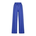 thumbnail image 3 of ManxiVoo Womens Wide Leg Casual Pants with Tied Waist for Fall and Winter Boho Chic Lounge Wear Comfortable Weekend Trousers L Size Blue, 3 of 8