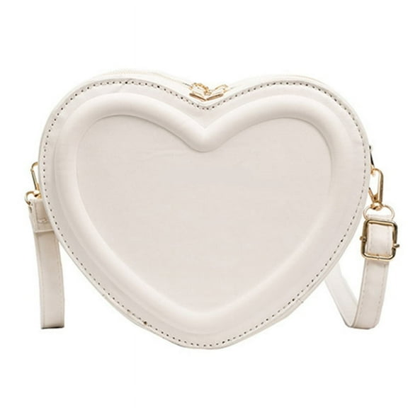 PU Leather Shoulder Bag for Women Small Heart Shape Crossbody Bag Change Purse