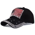 thumbnail image 3 of NMMUED American Flag Hats Adjustable Rhinestone Baseball Cap Usa Patriotic Embroidered Baseball Trucker Hat Red White and Blue Accessories Black One Size, 3 of 3