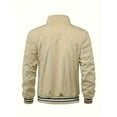 thumbnail image 2 of Stripe Edge Bomber Jacket, Men's Casual Stand Collar Zip Up Jacket For Spring Summer Outdoor, 2 of 5