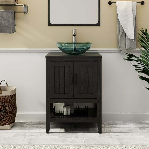 Eclife 24" Freestanding Bathroom Vanity Set with Vessel Sink, without Mirror