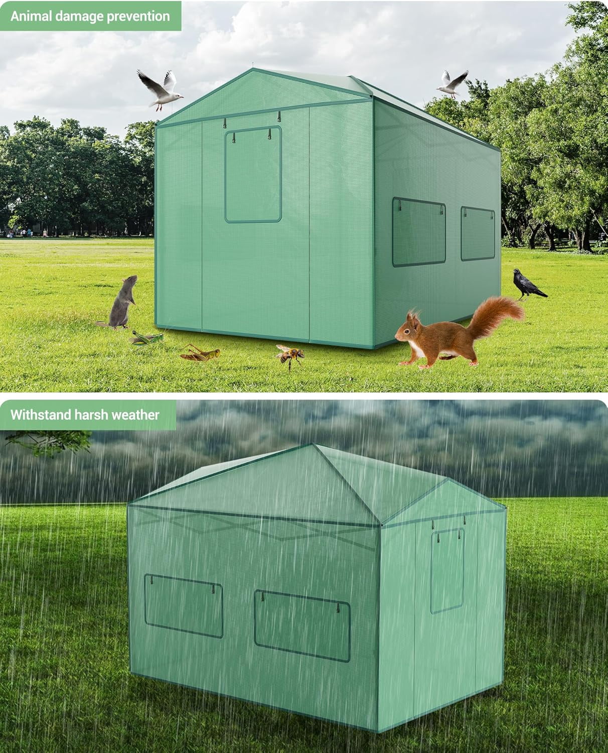 Garvee Pop up Walk-in Greenhouse, 8’x12’,  for Garden Patio Backyard, Green