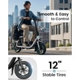 thumbnail image 3 of MIHOVER Electric Scooter with Seat for Adults & Seniors, 450W Comfortable Commuter Scooter with Basket, 12" Tires, 15 Mile Range, UL2272 Certified - Gray, 3 of 7