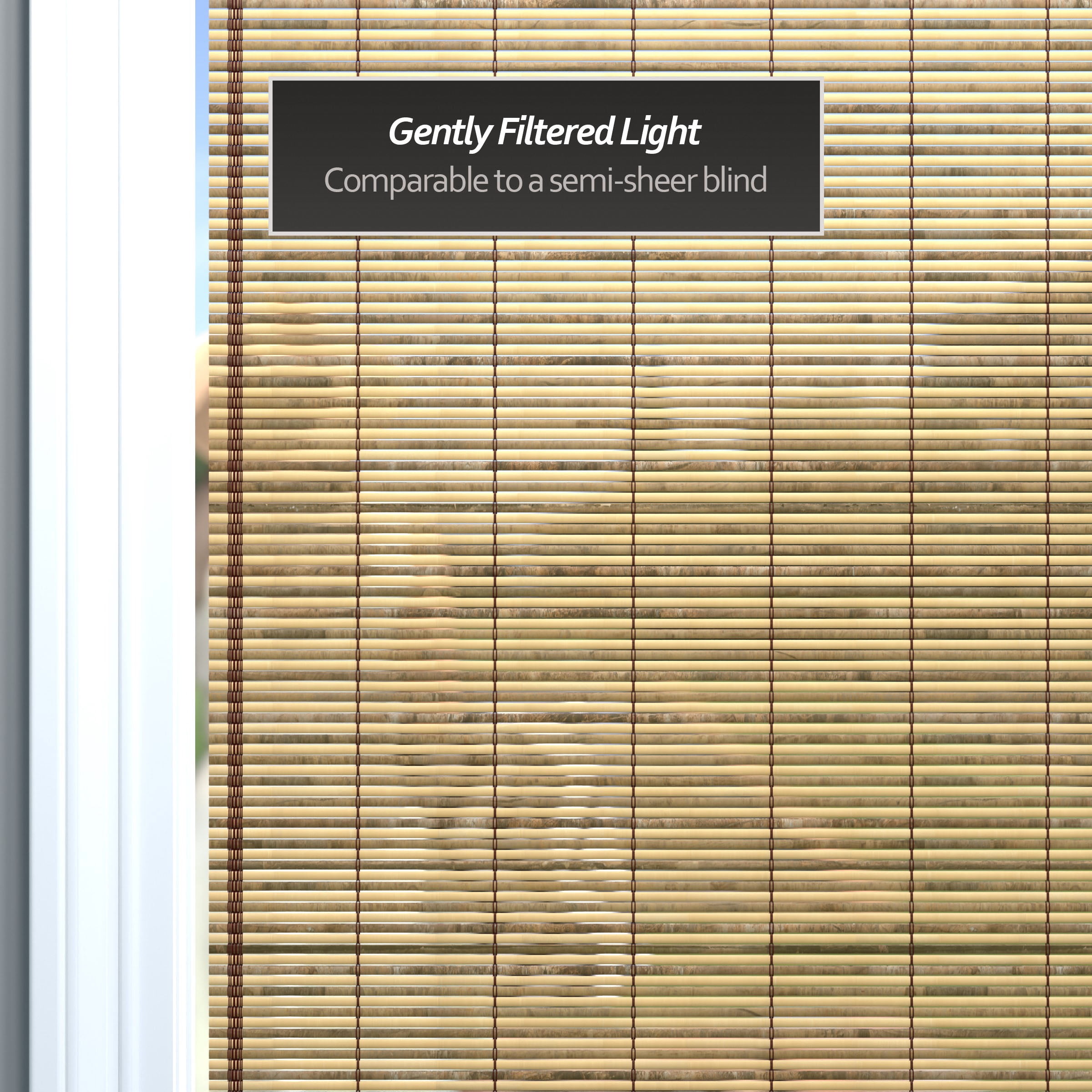 Red Lantern Burnt Bamboo Cordless Window Shade - Tortoise 72" W