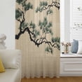 thumbnail image 5 of Teal Pine Tree Sheer Curtains 45 Inches Long, Farmhouse Botanical Country Rustic Light Filering Curtains, Breathable Simi Curtain Privacy Drapes for Kitchen Bathroom Small Window Treatment, 5 of 9