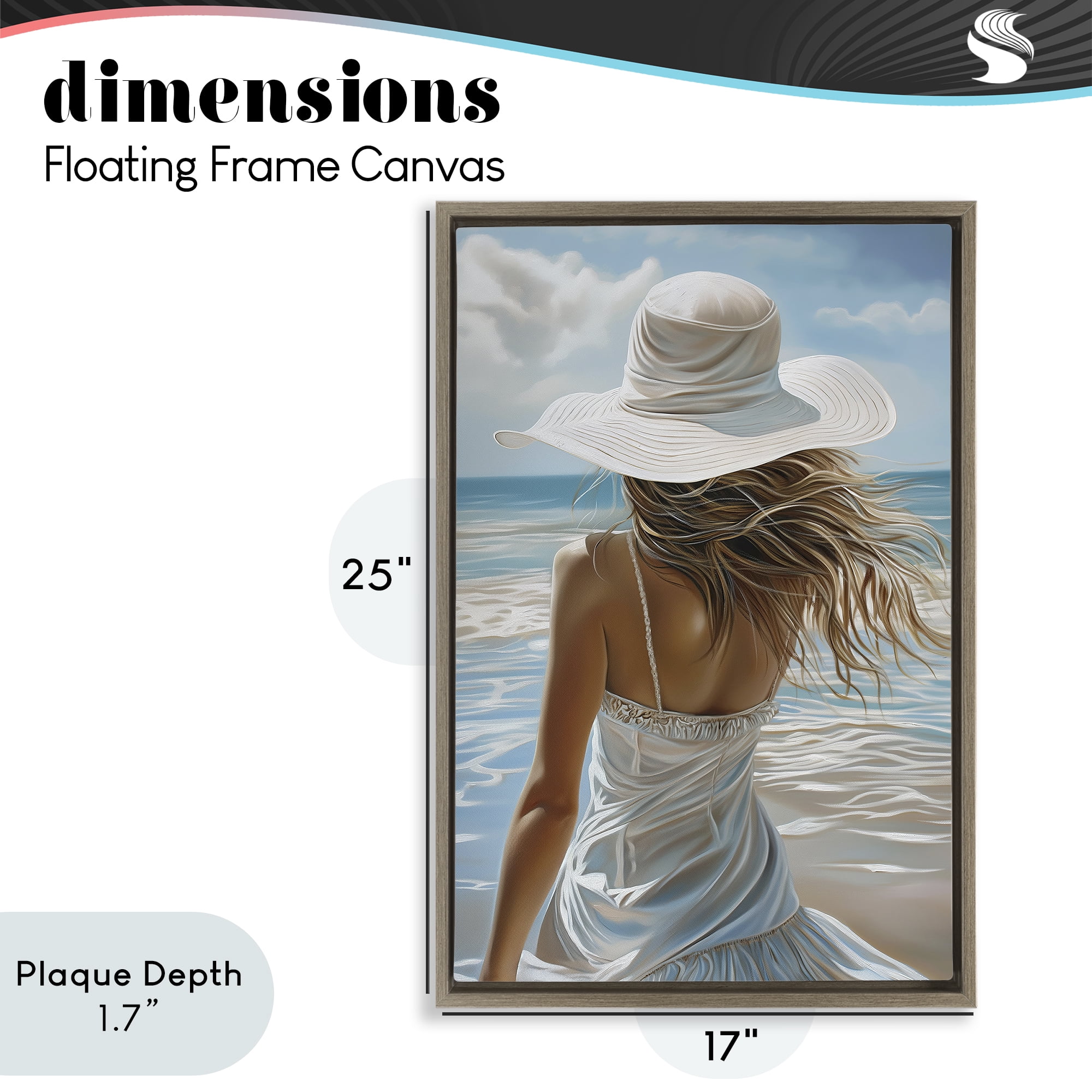 Stupell Industries Seaside Breeze & Flowing Dress Brown Framed Floater Canvas Wall Art, design by Imagine It Images