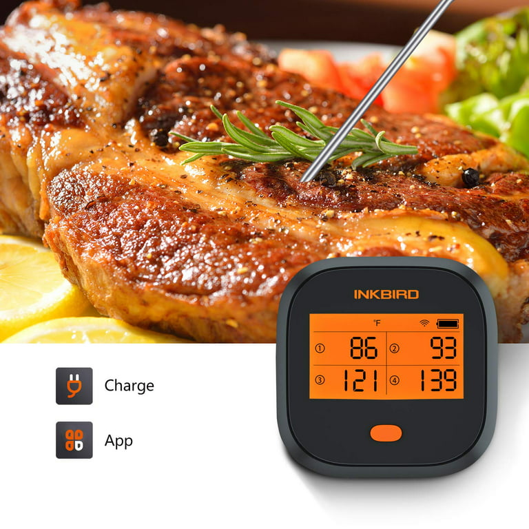 Inkbird Bluetooth Grill BBQ Meat Thermometer with 4 Probes Digital Wireless  Grill Thermometer, IBT-4XS, Timer, Alarm,150 ft Barbecue Cooking Kitchen  Food Meat Thermometer for Smoker, Oven, Drum 