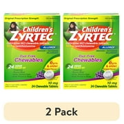 (2 pack) Children's Zyrtec 24 Hour 10mg Allergy Chews for Ages 6+, Grape, 24 Ct