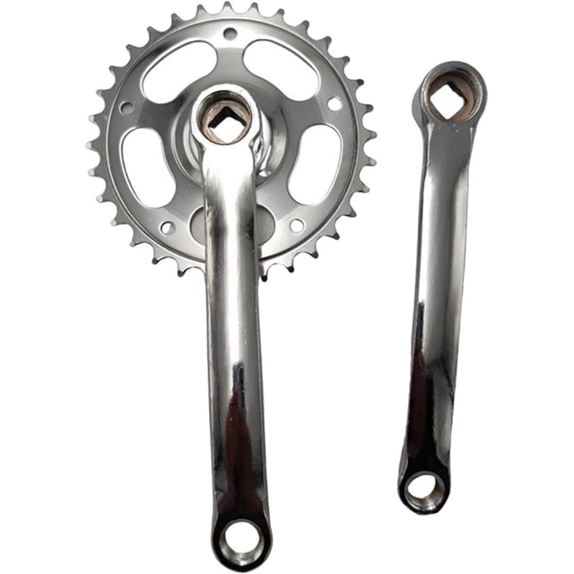 HUGFEGWE Pédalier de Vélo, Ensemble de Manivelle de Vélo de Montagne Carré Conique Plateau Rond et Pédalier Fer Vitesse Unique pour Réparation Extérieure CA919-150322