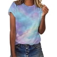 thumbnail image 2 of Shirts for Women Starry Night Print Women's Short Sleeve T Shirt Loose Fit Casual Crew Neck Top, 2 of 5