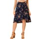 thumbnail image 1 of Allegra K Falda Midi Acampanada Con Dobladillo Asimétrico De Cintura Alta Con Estampado Floral Para Mujer Azul oscuro XL, 1 of 6