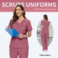 thumbnail image 2 of Niaahinn Women's Scrub Set -  Soft Stretch V-Neck Top & Elastic Waist Jogger Uniform, 8 Colors, 2 of 7
