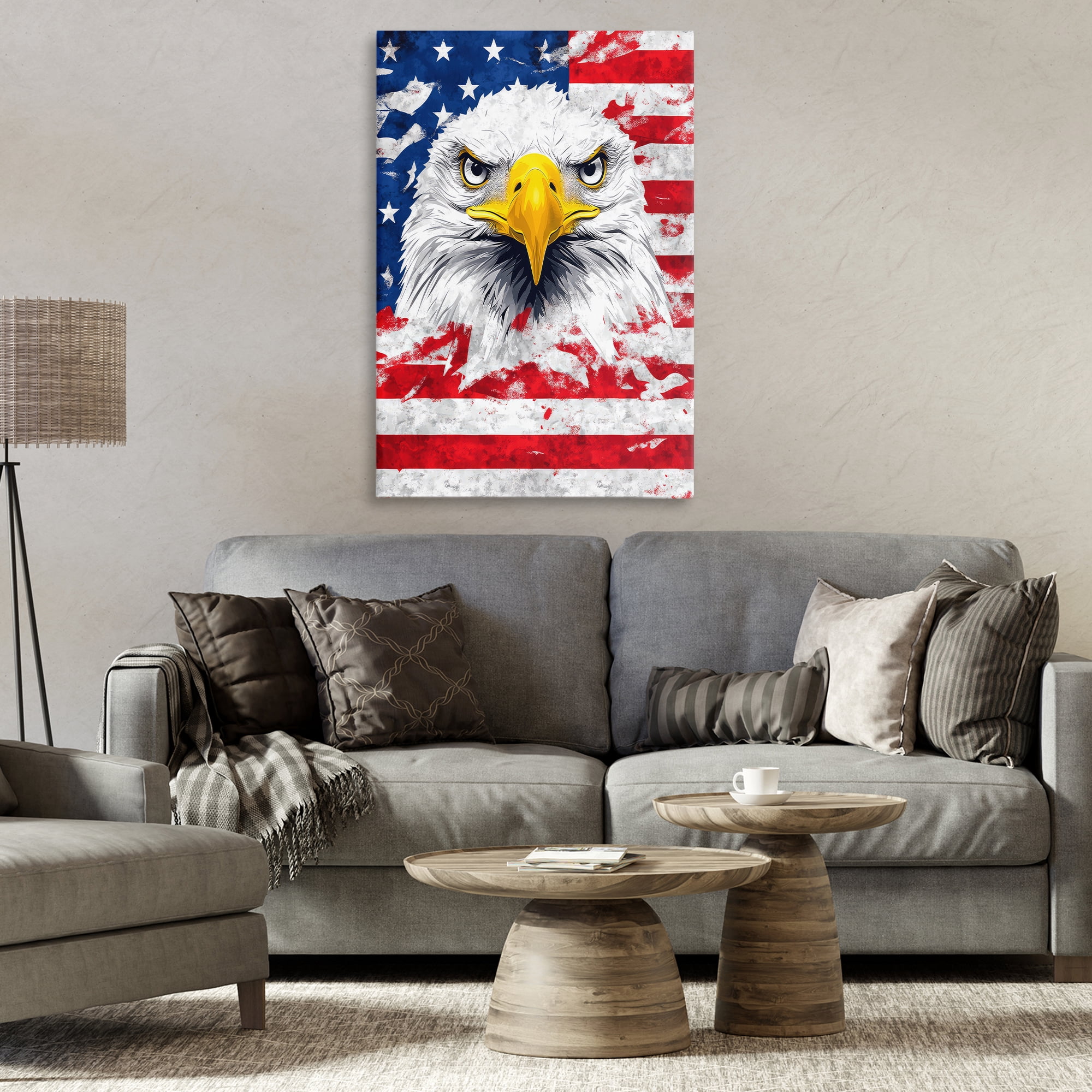 Stupell Industries Patriotic Bald Eagle Flag Canvas Wall Art, design by The Wands Want