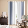 thumbnail image 3 of Abstract Geometric Blue Stripe Kitchen Curtains 84 Inch Length, White Backdrop Grommet Top Bedroom Living Room Curtains, Light Filtering Cafe Curtain Drapes 2 Panels Set 84''x84'', 3 of 9