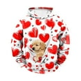 thumbnail image 5 of Lcziwo Pet Carrier Sweatshirt for Men Kangaroo Pocket Valentine's Day Pullover Oversized Heart Print Casual Warm Hooded for Dog Cat Red,S, 5 of 5