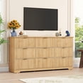 thumbnail image 6 of 63-Inch Wide Oak 9-Drawer Dresser with Power Outlet and Deep Drawers, Large Chest TV Stand for Bedroom or Hallway, 6 of 8
