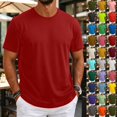 thumbnail image 2 of Men's Shirts Short Sleeve Cotton T-Shirt Crew Neck Light Tees Classic Basic Casual Tops Plain Soft Shirt Vermilion 2XL, 2 of 6
