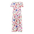thumbnail image 4 of Viikei Dresses for Women Summer Casual Boho Dress,Women's Casual Tunic Short Sleeve Dress,Women's Flower Printing Casual Short Sleeve Crewneck Dress Casual Flowy Tiered Maxi Beach Dress Pink S, 4 of 6