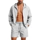 thumbnail image 1 of Chaqueta de Sudadera con Cremallera de Manga Larga con Capucha de Color Sólido para Hombre con Pantalones Cortos de Seda de Hielo Y Ropa Protectora Solar para Uso Diario Al Aire Libre, 1 of 9