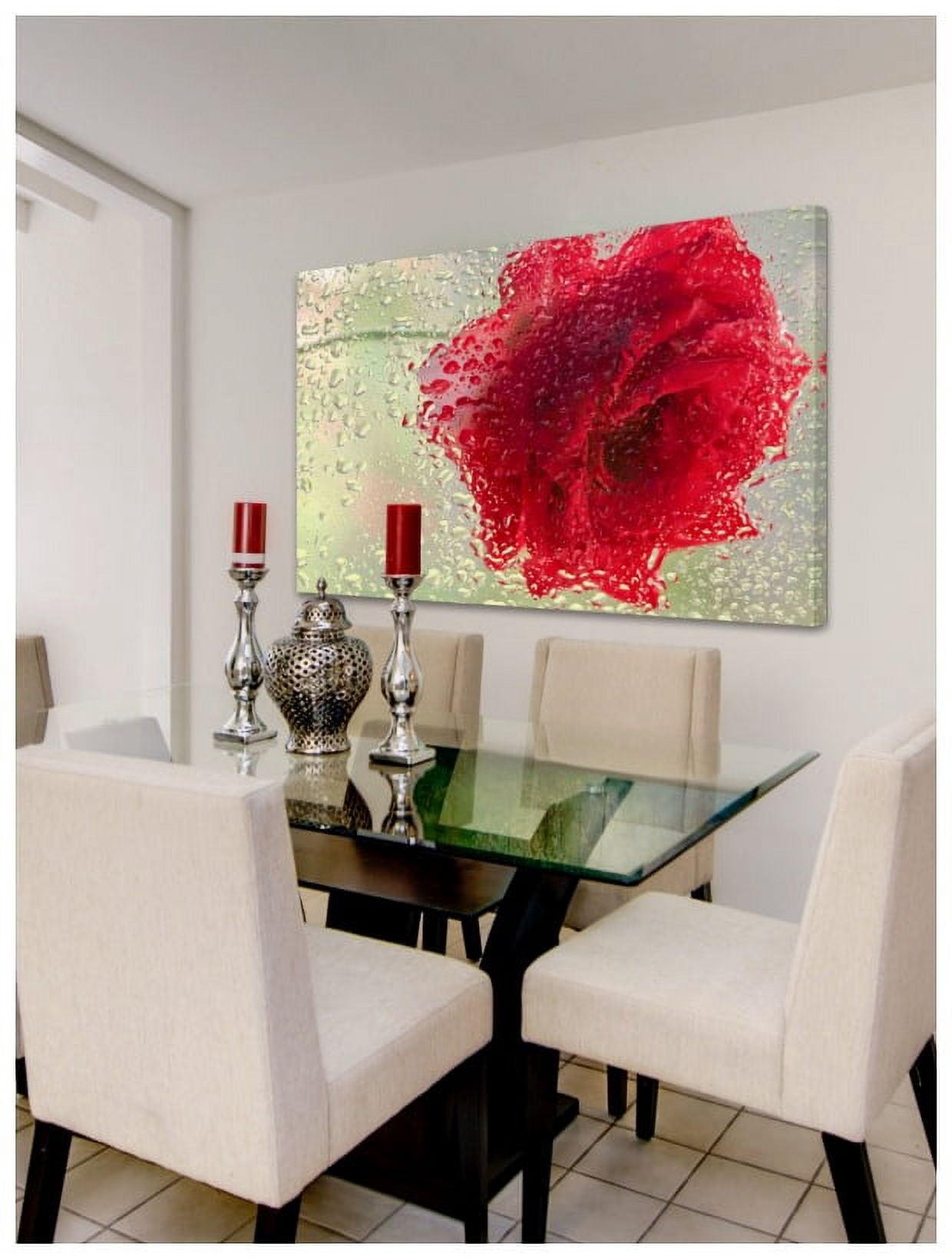 Marmont Hill "Red Rose in a Light Rain" Painting Print on Canvas