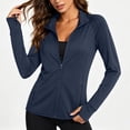 thumbnail image 4 of WAGUTH Women's Sun Protection Athletic Jacket Long Sleeve Full-Zip Workout Running Tops with Thumb Holes & Pockets,Dark Blue,XXL, 4 of 5