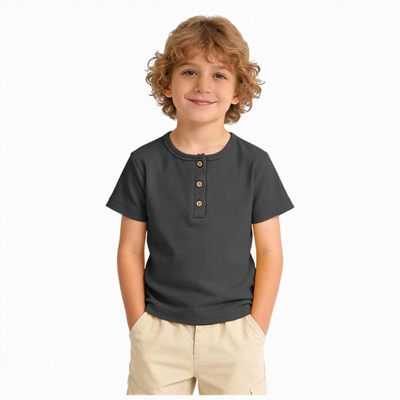 YDFCWX Boys Graphic Tees Cotton Boys Kids Tshirt Short Sleeve Summer Tops Clothes Tee Shirts for Toddlers Dark Gray,5-6 Years