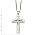 thumbnail image 3 of Diamond2Deal Stainless Steel Polished Cross Pendant on a Curb Chain Necklace for Men 24", 3 of 5
