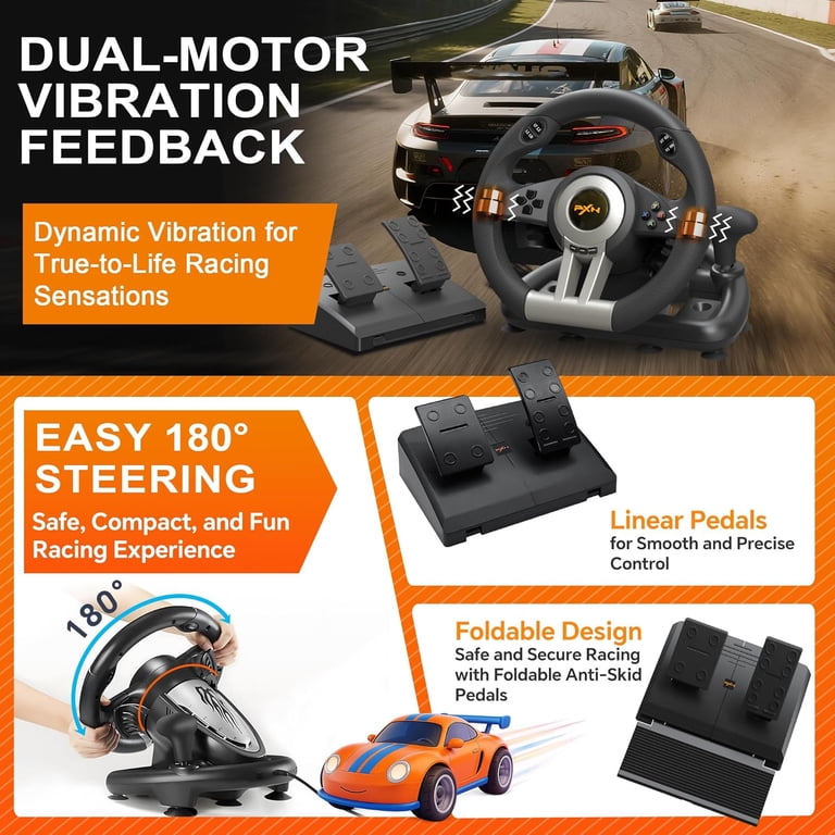 PXN V3 Racing Wheel, 180° Steering with Pedals and Paddle Shifters
