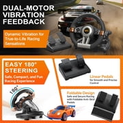 PXN V3 Racing Wheel, 180° Steering Wheel with Linear Pedals and Paddle Shifters, Compatible with Xbox Series X|S, PC, PS4 and Nintendo Switch, Black