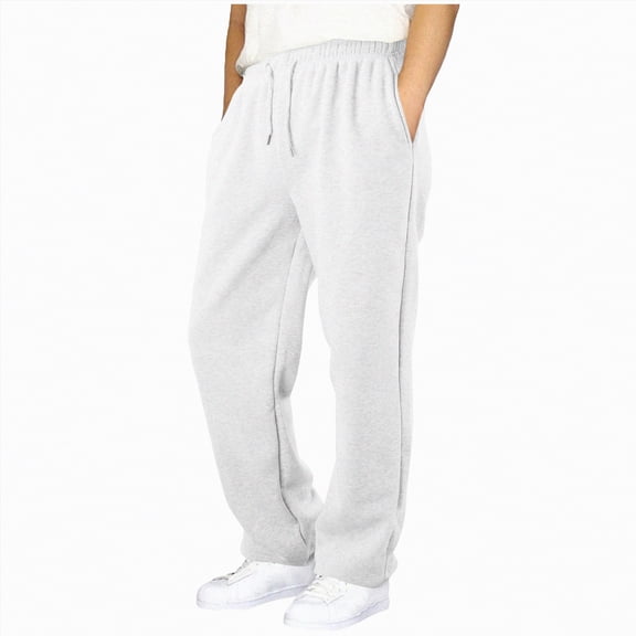 kpoplk Boys Lightweight Sweatpants Wide Leg Open Bottom Drawstring Elastic High Waist Joggers Baggy Athletic Pants(White,9-10 Y)