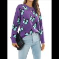 thumbnail image 2 of Suéteres de Punto con Estampado de Mariposas para Mujer, Informales, de Larga y Cuello Redondo Púrpura S, 2 of 10