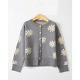 thumbnail image 1 of REDHOTYPE New Ladies Printed Sweater Small Autumn Chrysanthemum Embroidered Knit Long Sleeve Button Cardigan Jacket, 1 of 4