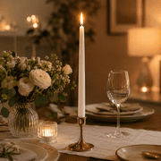 Hyoola 12 White Dripless Taper Candles, 12 Pack, 10 Hour Burn Time, European Made, Unscented Dinner Candles with Cotton Wicks for Weddings, Centerpieces, Events & Home Decor