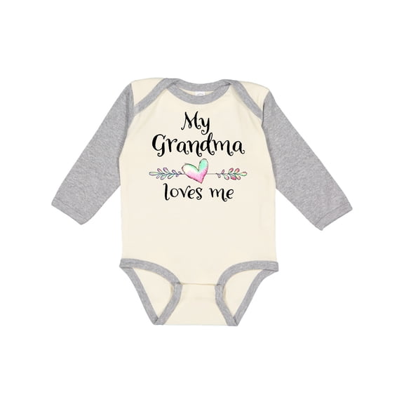 Inktastic My Grandma Loves Me Heart Grandchild Boys or Girls Long Sleeve Baby Bodysuit
