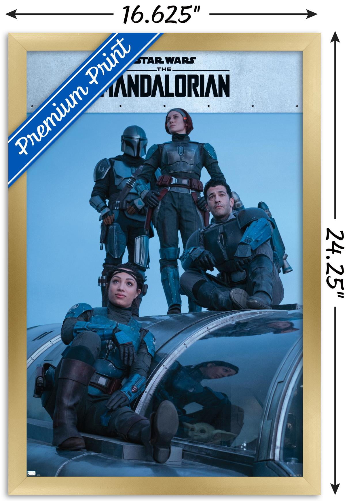 Star Wars: The Mandalorian Season 2 - Mandalorian Group Wall Poster, 14.725" x 22.375", Framed