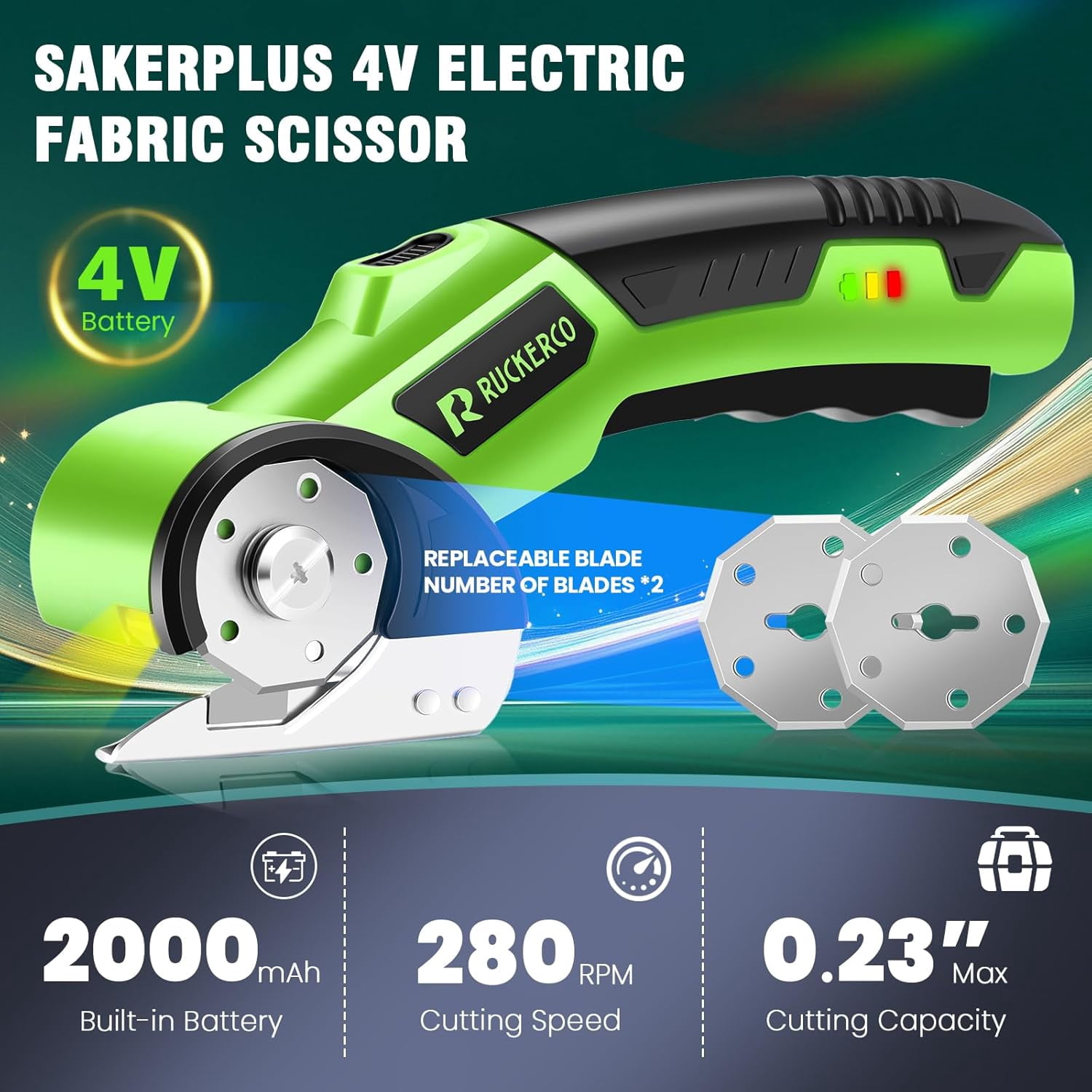 Cordless Electric Scissors Box Cutter 2 Rotary Blades – 4V Duty Rechargeable Cardboard Cutter, Storage & Fabric Scissor With Safety Lock, USB Cable For Plastic, Carpet, Leather, DIY Crafts