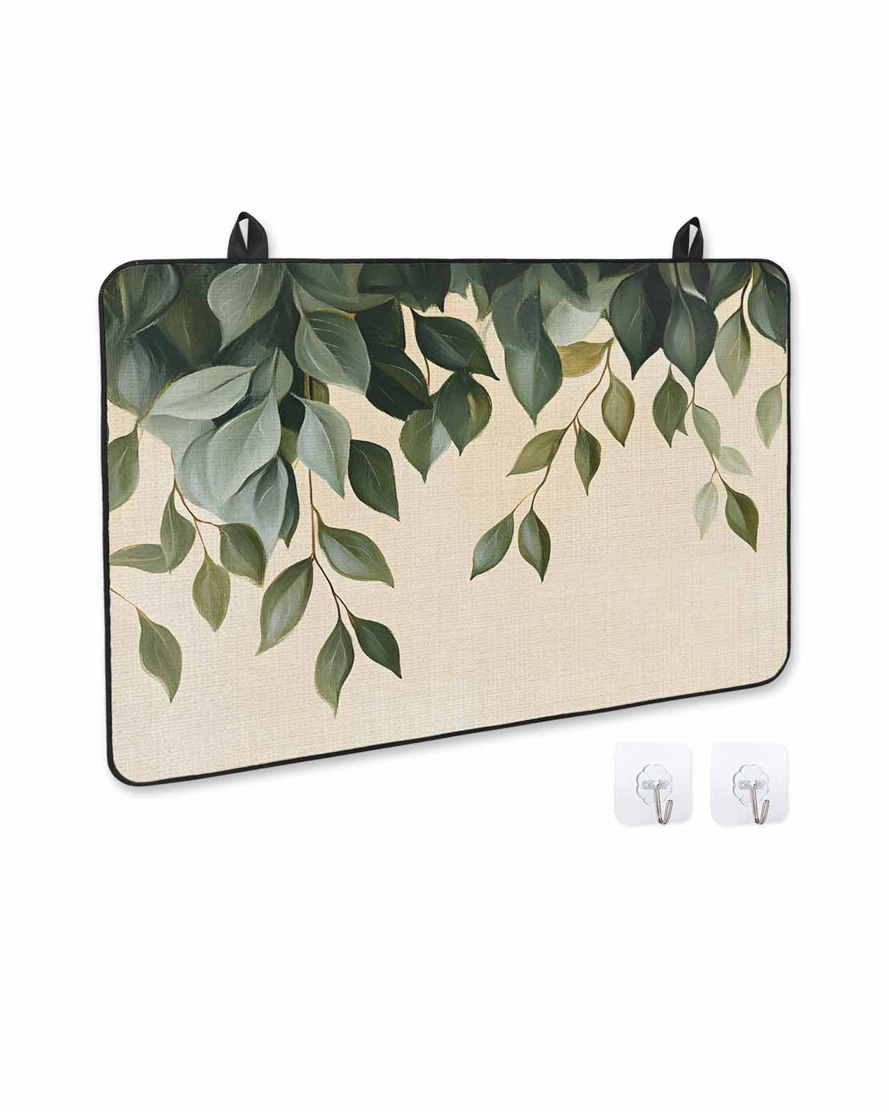nqOlkjepod Large Induction Cooktop Protector Mat 24"x21", Spring Leaves Stove Top Covers for Electric Stove, Pastoral Botanical Green Plants Decorative Stove Burner Cover Mats, Glass Top Stove Cover