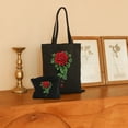 thumbnail image 2 of JEUXUS Casual Large Capacity Shoulder Bag Red Roses for Men, Women Flower Gardening 2 Pcs Canvas Tote Bags Cute Aesthetic Tote Bags with Zipper Black, 2 of 8