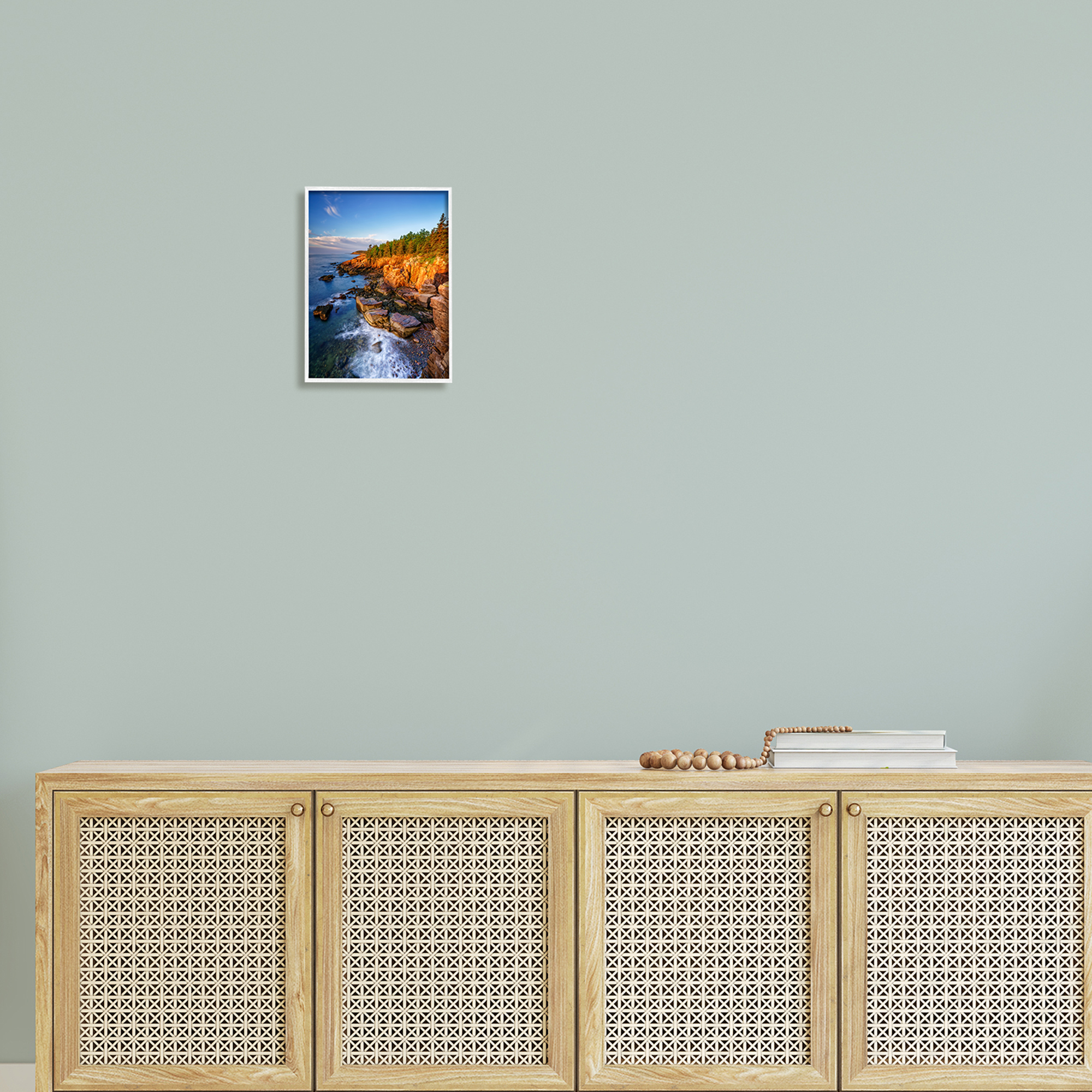 Stupell Rocky Cliffs Shore Beach Foam Landscape Photography White Framed Art Print Wall Art