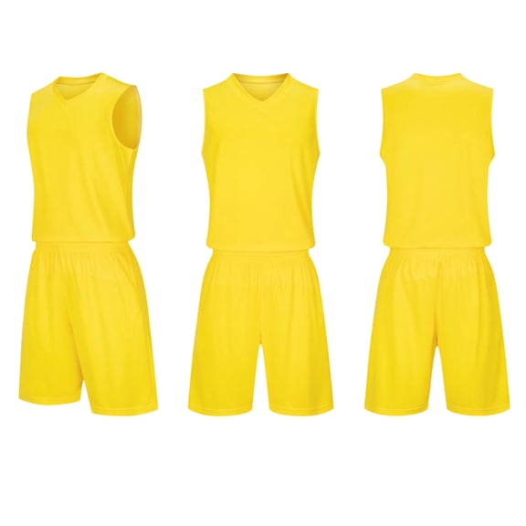 Soccer Jerseys For Boys Crew Neck Short Sleeve Pullover Tops Elastic Waist Shorts Sporty 2 Piece Training Outfits (12-13Years, Yellow-B)
