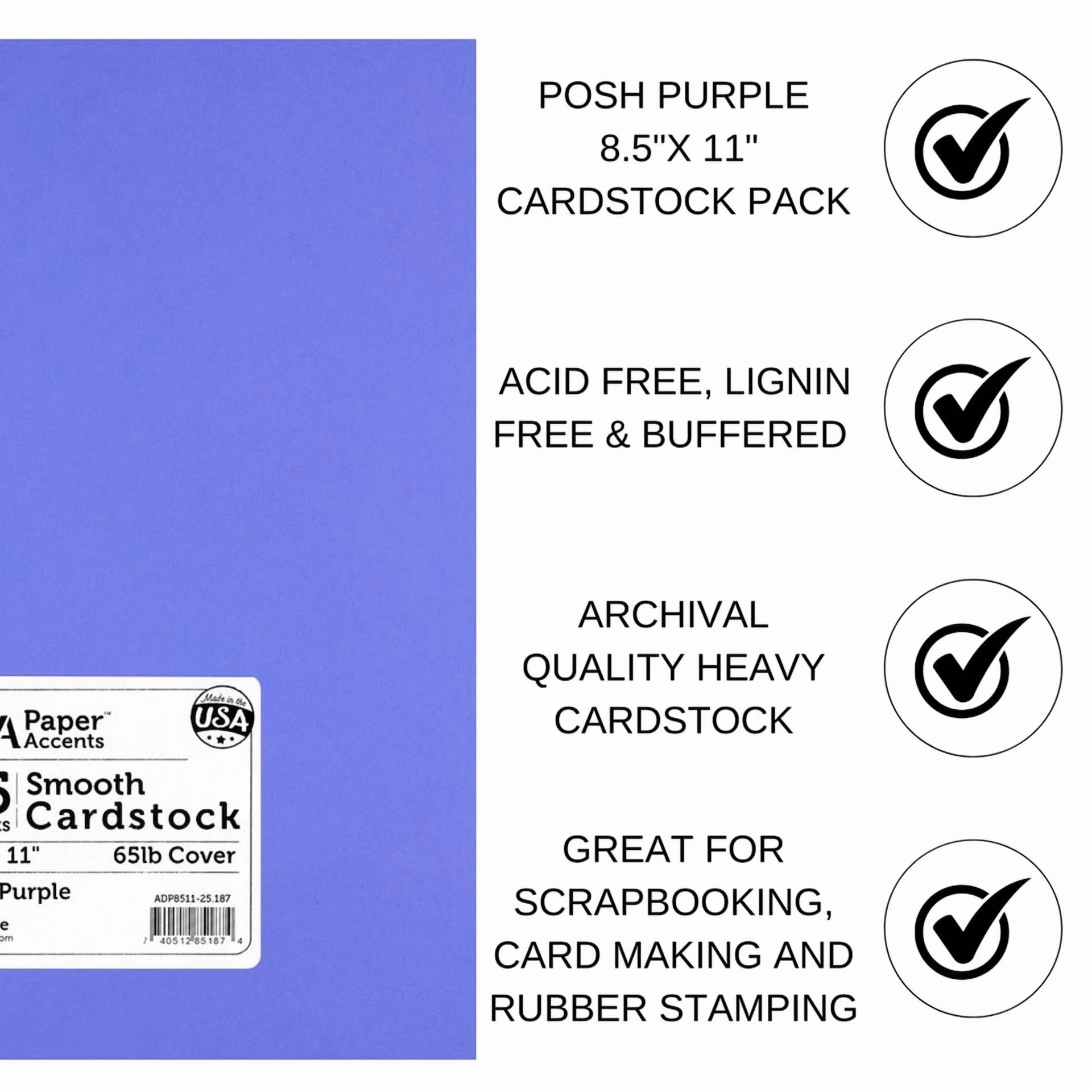 CIRCLE- Pa Paper Accents Smooth Cardstock 8.5" X 11" Posh Purple, 65Lb Colored